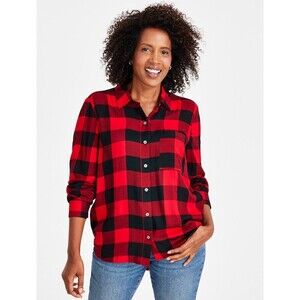 Aeropostale Red/Black Plaid Flannel Shirt With Elbow Patches Size M EUC!!!